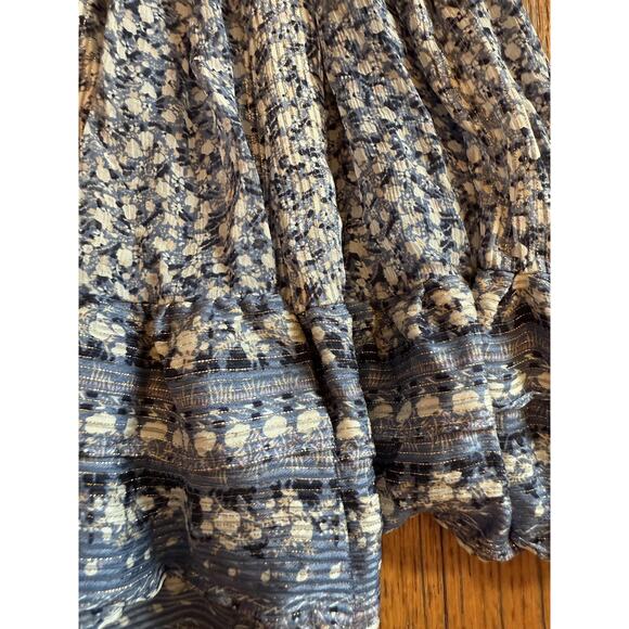 Ulla Johnson Dress Womens 4 Blue Floral Smocked Waist Ruffle Tassel Mini Boho - Picture 4 of 7